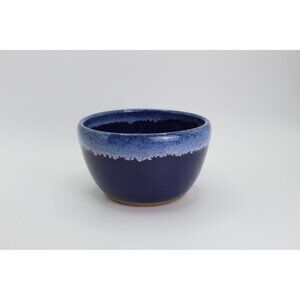 Handmade Blue Ceramic Bowl With Artists Signature 4" Diameter Rustic Stoneware G